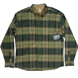 Kuhl Fugitive Flannel Men's XXL Barley Plaid Performance Outdoor Button Up Shirt
